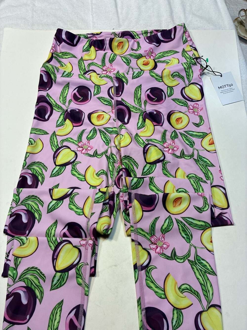 Mott50 Mila Sun Protective Leggings in Honey Plum Fruit Print UPF 50+